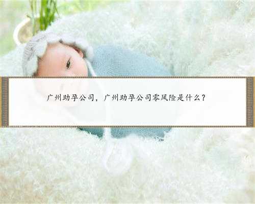 广州助孕公司，广州助孕公司零风险是什么？